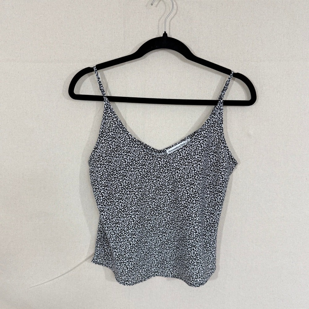 Abercrombie & Fitch Womens Small Black White Floral Cami Tank Top V-Neck Strappy